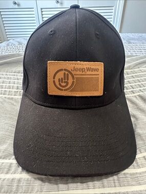 Jeep Black Baseball Cap with Tan Leather Patch